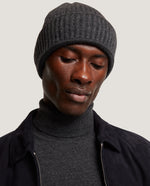 Load image into Gallery viewer, INIGO Ribbed Cashmere Beanie | Dark Grey Melange
